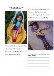 English Worksheet: Doll &Puppet - Read and write