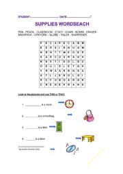 English Worksheet: supplies