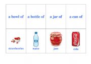 English Worksheet: Food Containers and Quantities. PART 1