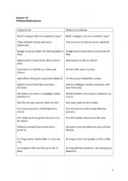 English worksheet: Sonnet 18