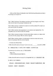 English Worksheet: Writing Tasks