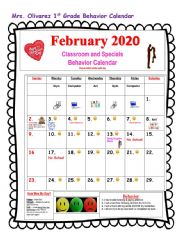 Behabior Calendar Template and editable 
