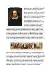 English Worksheet: william shakespeare