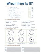 English Worksheet: THE CLOCK