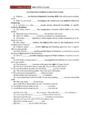 English Worksheet: Example of reducing clause