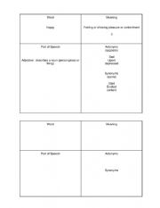 Outsiders Vocabulary Squares