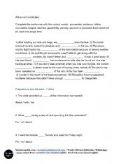 English Worksheet: Advanced Vocabulary