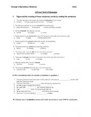 English Worksheet: Gleaning meaning from context