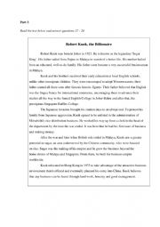 English Worksheet: Part 3 - pt3