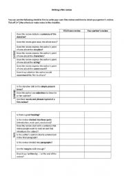 English Worksheet: Writing a film review