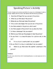 English Worksheet: Speaking Pictures Activity