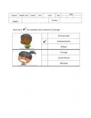 English Worksheet: Health Vocabulary