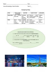 comparing cities worksheet contrast compare