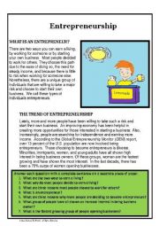 English worksheet: Entrepreneurship