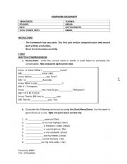 English Worksheet: UNIT 1  HERE I AM !