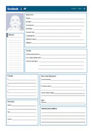 English Worksheet: Facebook profile form