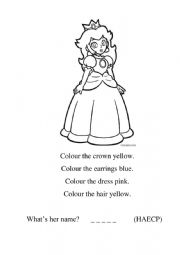 English Worksheet: Colour the Princess