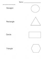 English Worksheet: Color and link the Shapes