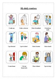 English Worksheet: daily routines vocabulary