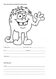 English Worksheet: Physical description (using monsters)