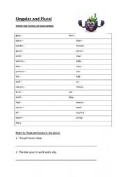 English Worksheet: Plurals Revision Task