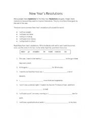 English Worksheet: New year�s resolution