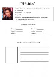 English Worksheet: Reading and Writing activity with El Rubius