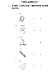 English Worksheet: WHAT LETTER IS MISSING?