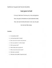 English Worksheet: Lucy goes to bed