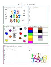English Worksheet: color numbers
