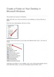 English Worksheet: How to create a Folder on your desktop
