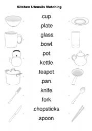 Kitchen utensils/equipment worksheets