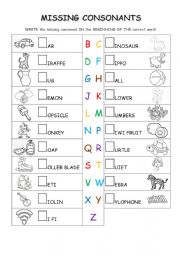 English Worksheet: Missing Consonants