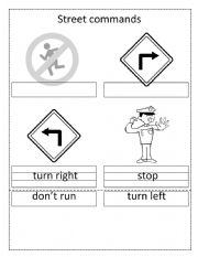 English Worksheet: Cut and paste the name of the sign