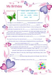 English Worksheet: My Birthday