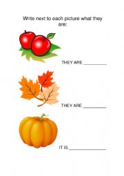 English Worksheet: Autumn Vocabulary
