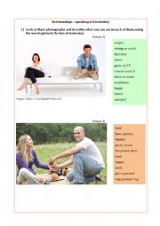 English Worksheet: Relationships - create a paragraph