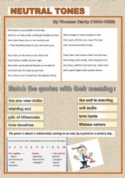 English Worksheet: Neutral Tones poem - by Thomas Hardy