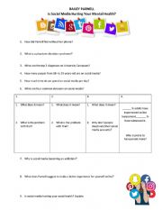 English Worksheet: Is Social Media Hurting Your Health?