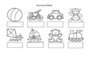English Worksheet: toy hunt at home