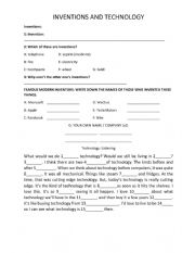 English Worksheet: Inventions And Technology HD
