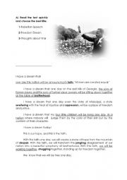 English Worksheet: Martin Luther King 