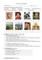 English Worksheet: The past of Be activity FAMOUS PEOPLE & PLACE