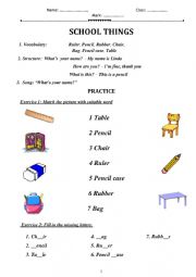 English Worksheet: SCHOOL THINGS