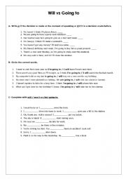 English Worksheet: Will & going to