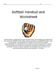 English Worksheet: Softball