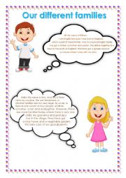 English Worksheet: Our different families