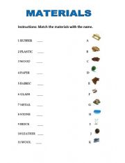 English Worksheet: materials