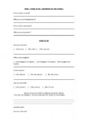 English Worksheet: Verb to Be + Family members