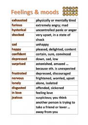 English Worksheet: Feelings & moods Vocabulary